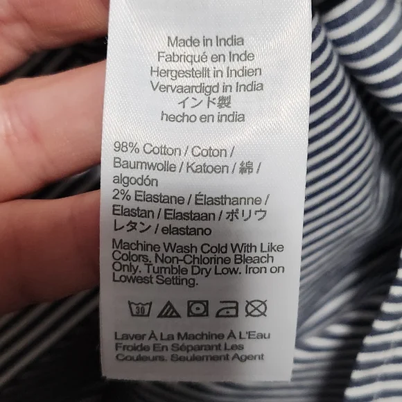 J CREW Striped Puff Sleeve Button Up Shirt Womens Plus XXL Navy White Coast NWT - Picture 9 of 10